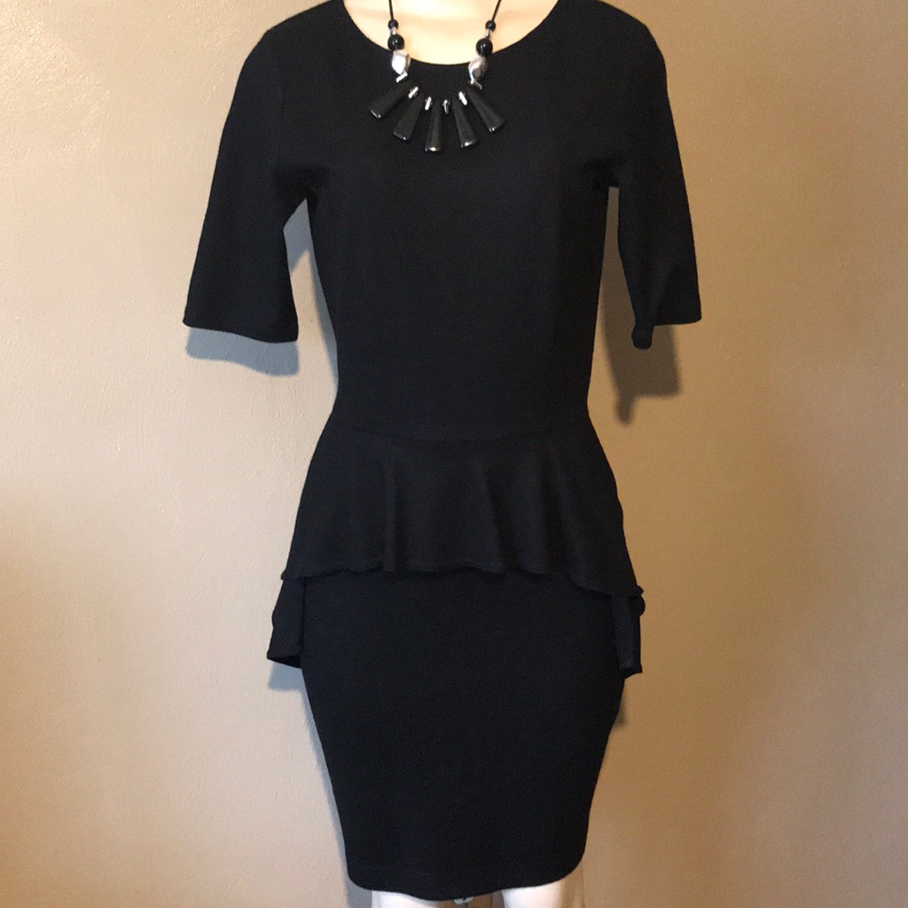 Theory Black Evening/Cocktail Peplum Dress Wool 6